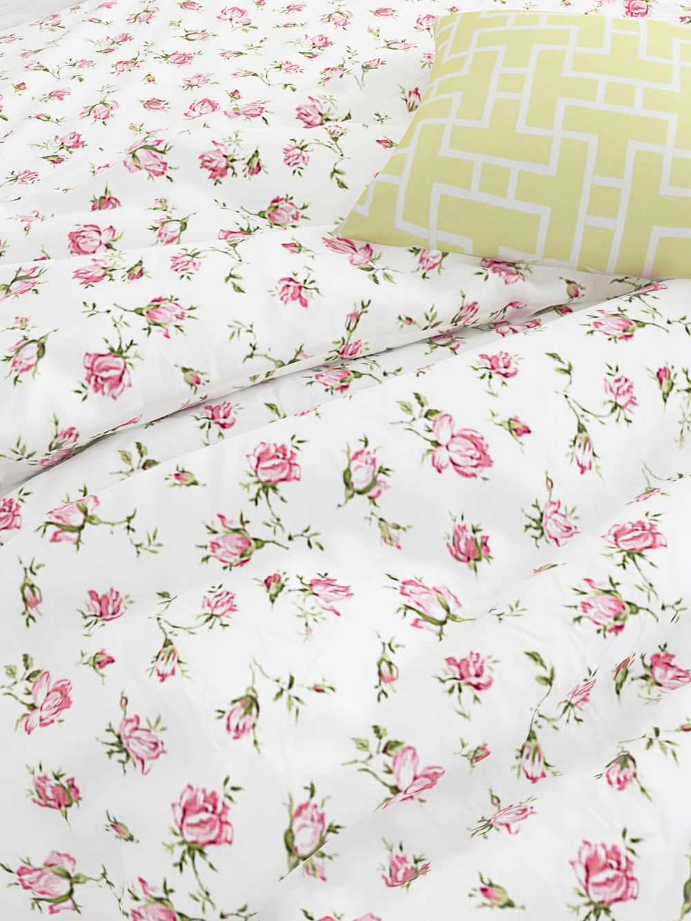 Постельное белье Сказка "Розовые бутоны" семейное Наволочка 50х70 см 2 шт Простынь на резинке 160х200 см Пододеяльник 145х215 см(2шт) , перкаль