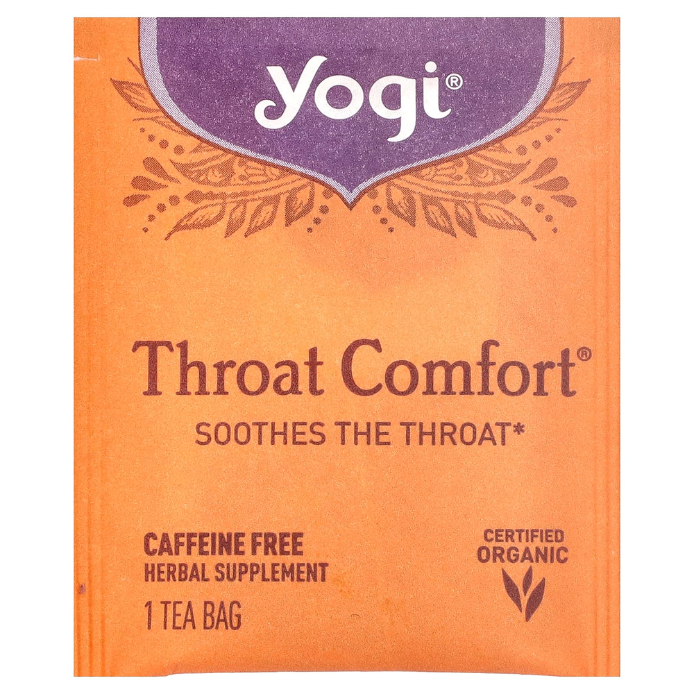 Yogi Tea, Throat Comfort®, без кофеина, 16 чайных пакетиков, 36 г (1,27 унции)