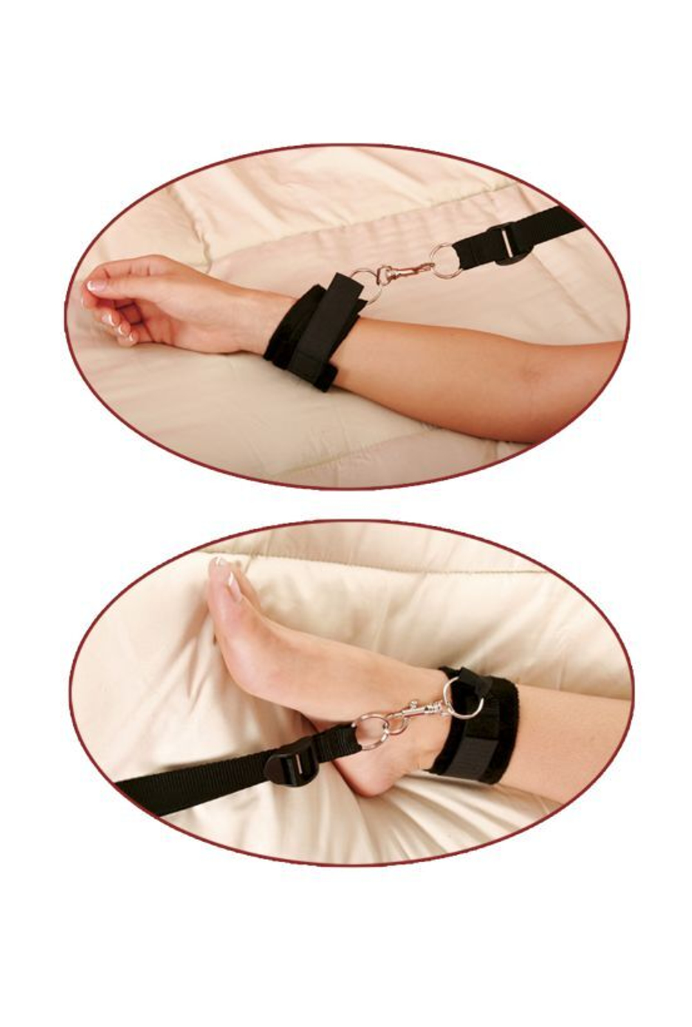 Pipedream Bed Bindings Restraint Kit - Набор: фиксатор наматрасный + наручники + наножники с захватами + маска