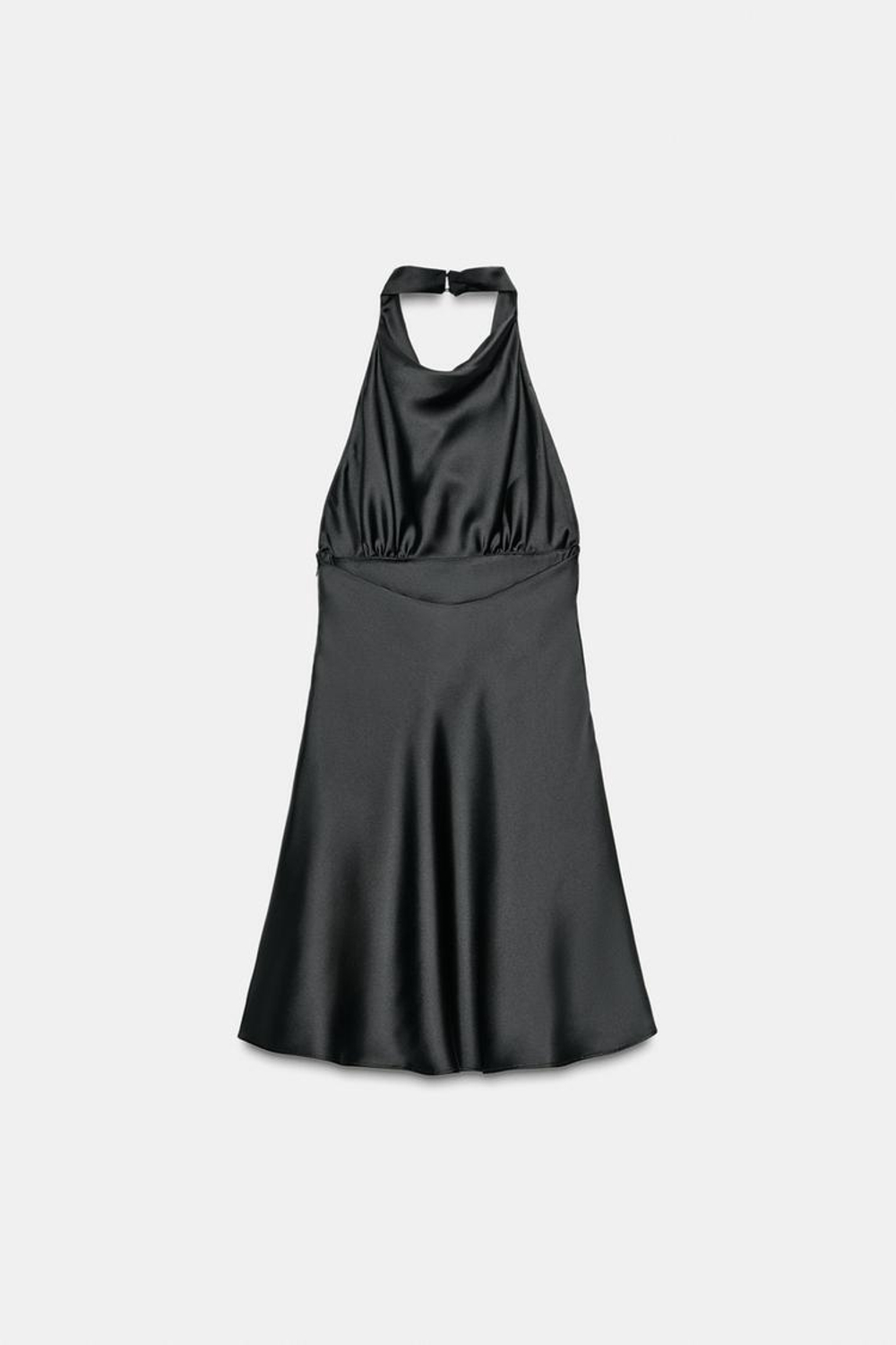 ZARA КОРОТКОЕ АТЛАСНОЕ ПЛАТЬЕ, ЧЕРНЫЙ