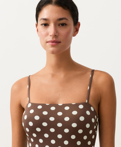 OYSHO Купальник бандо из пике в горошек, коричневый