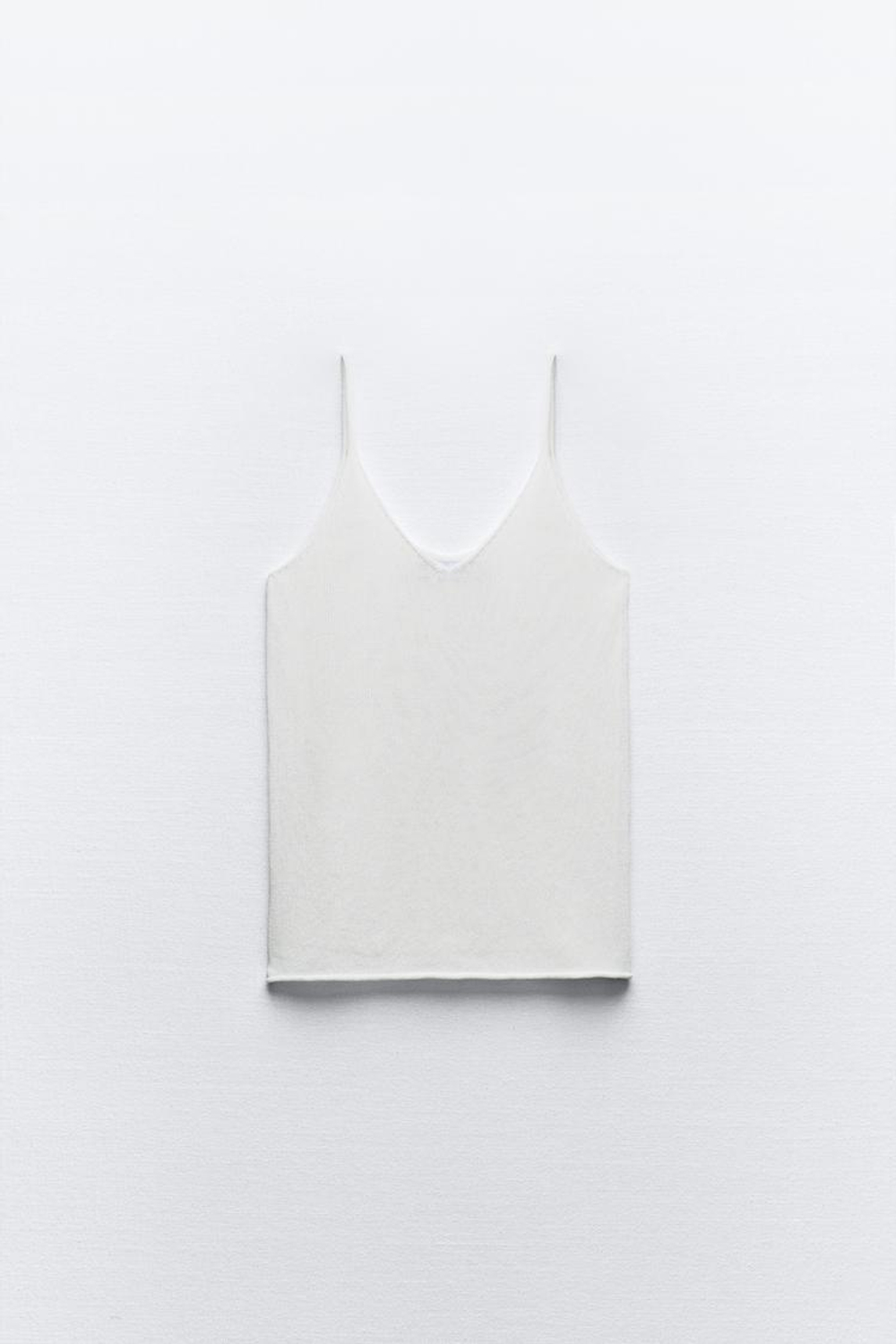 ZARA ОДНОТОННЫЙ ТОП С БРЕТЕЛЯМИ, БЕЛЫЙ