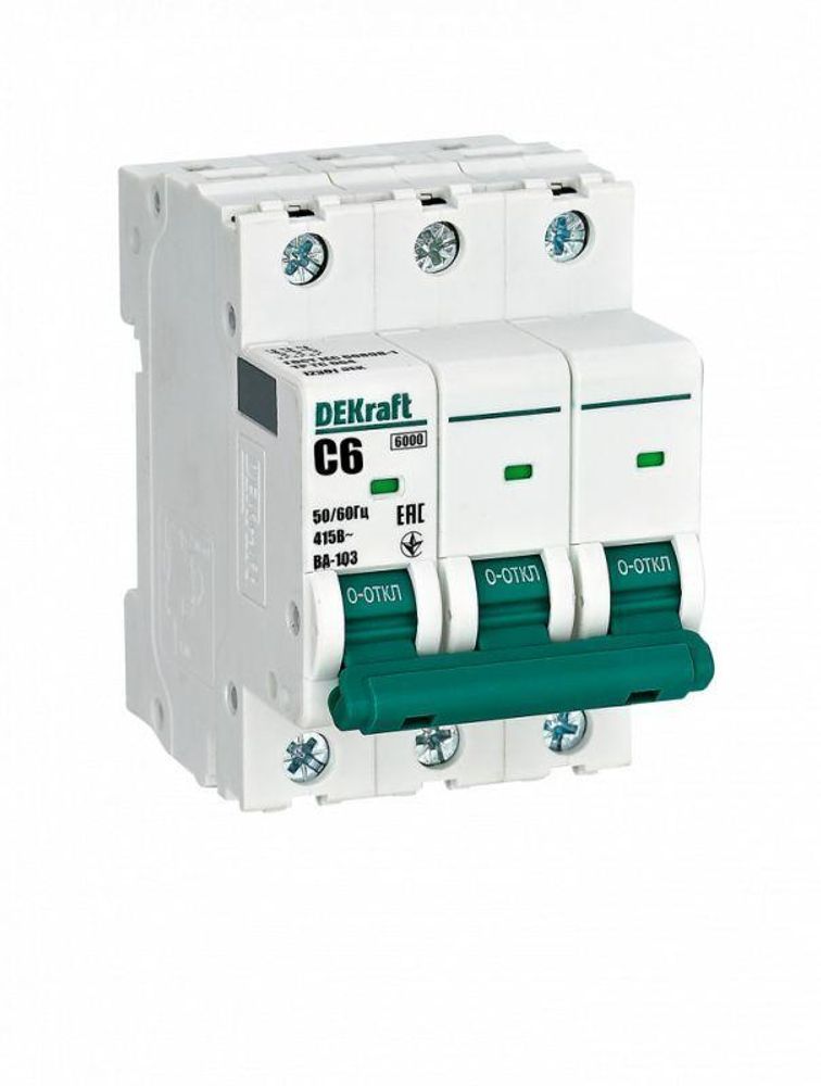 Выключатель автоматический модульный 3п C 6А 6кА ВА-103 DEKraft 12301DEK Выключатель автоматический модульный 3п C 6А 6кА ВА-103 DEKraft 12301DEK