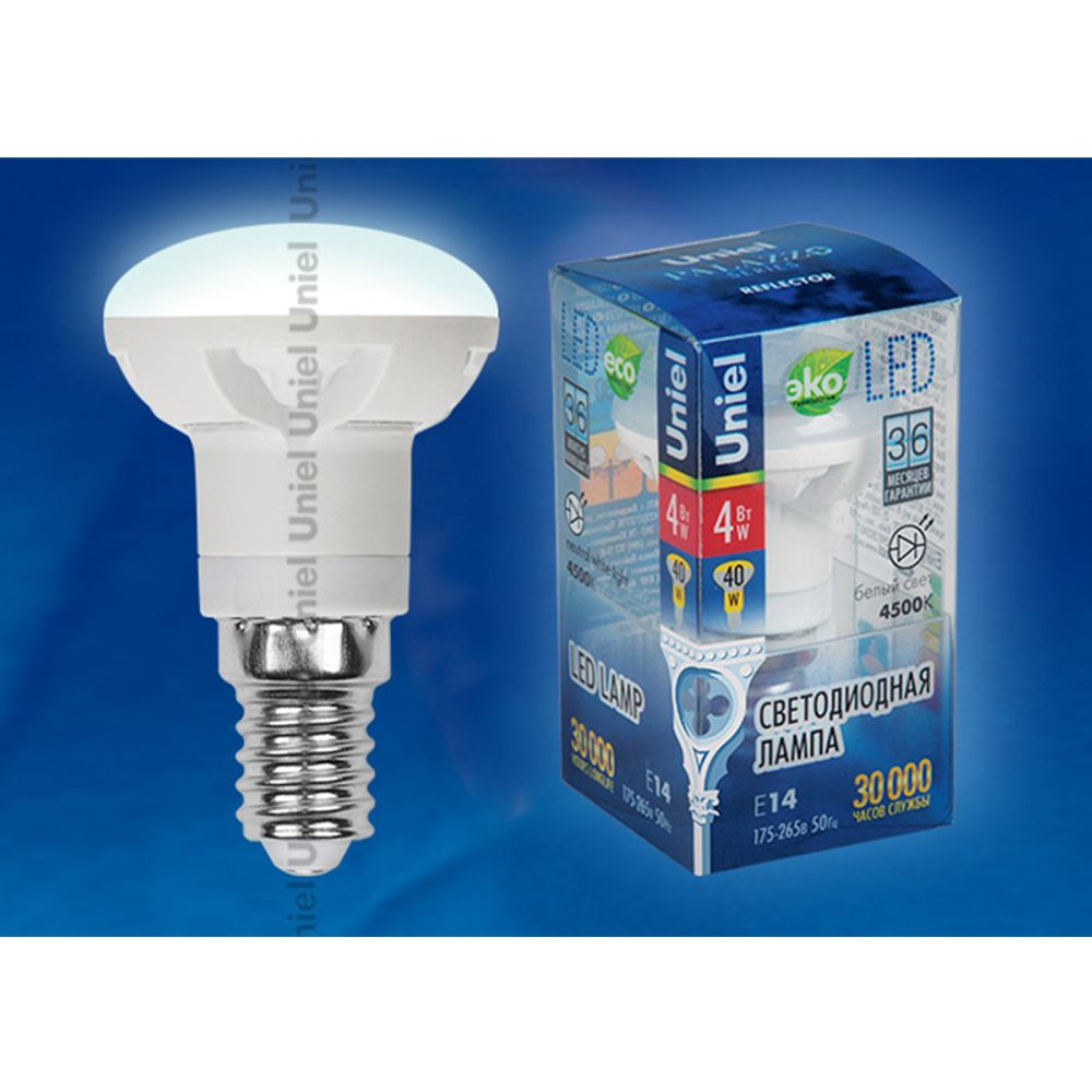 LED-R39-4W/NW/E14/FR ALP01WH Лампа светодиодная. Форма рефлектор, матовая колба. Материал корпуса алюминий. Цвет свечения белый. Серия Palazzo. Упак