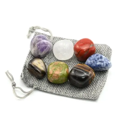 Коллекция чакр 7 шт из самоцветов 15*15мм