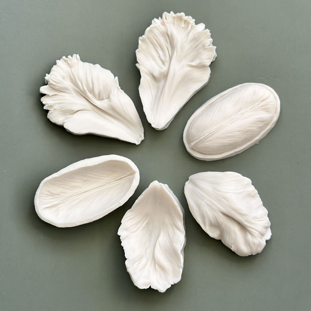 Молды силиконовые Набор для лепки Тюльпанов 3 шт. / вайнеры для лепестков 3 видов: пионовидный, резной и овальный