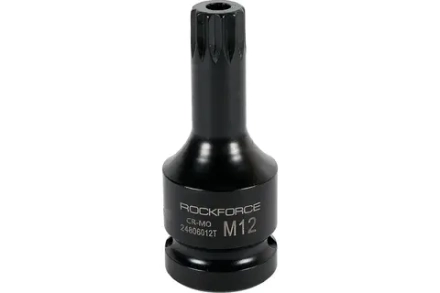 Головка-бита SPLINE ударная 1/2", M12 с отверстием ROCKFORCE RF-24806012T