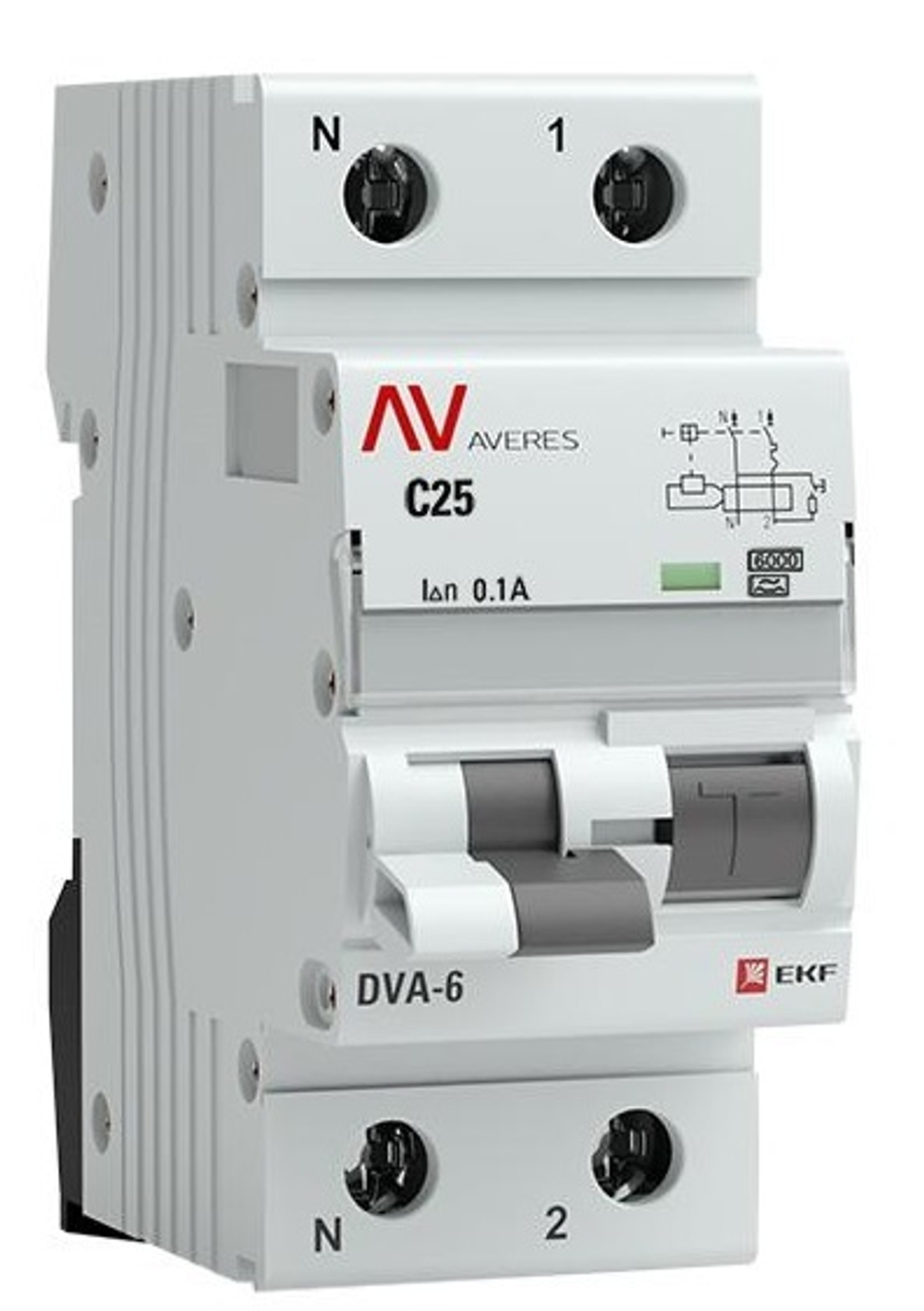 Автомат дифференциальный EKF rcbo6-1pn-25C-100-a-av