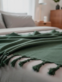 Плед-покрывало из хлопка Sidney, цвет Зеленый