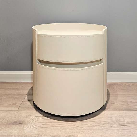 Прикроватная тумбочка MLL-E01 с двумя ящиками, белая экокожа