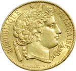 20 франков 1851 год. Франция. 2-я республика. Золото XF