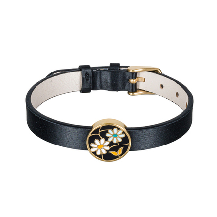 Браслет Fiore Luna на кожаном черном ремешке CB03790-3 G