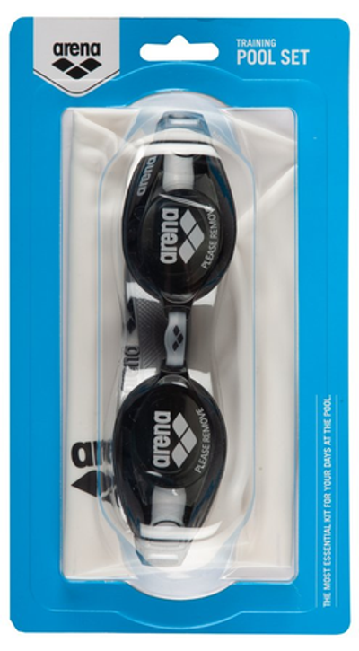 92422 055 Очки для плавания Pool Set (очки+шапка) silver-smoke-white-black ARENA