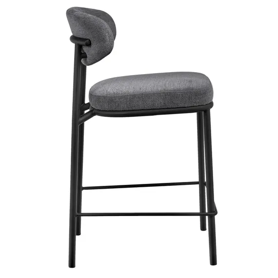 Полубарный стул Arvo 65 см, серый шенилл с черными ножками