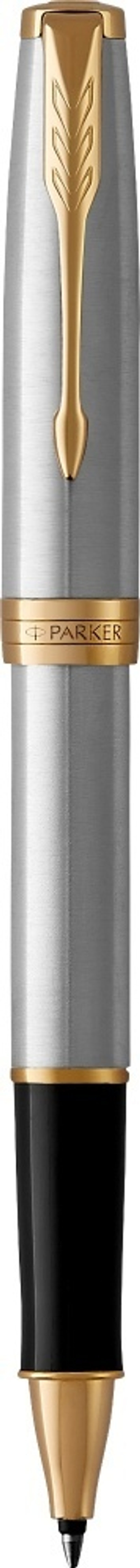 Ручка роллер Parker Sonnet  Stainless Steel GT, стержень: F, цвет чернил: black, в подарочной упаковке