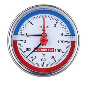 Термоманометры Rommer RIM-0005 аксиальные с запорным клапаном