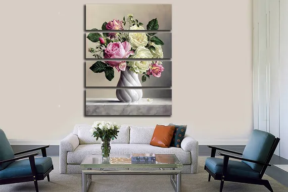 Модульная картина "Розы в вазе"
