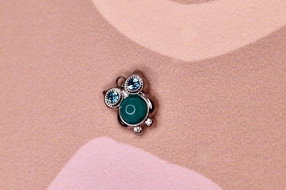 Подвеска сова синяя 9х11 мм