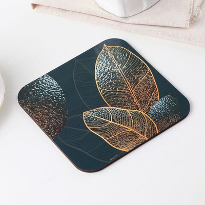Квадратная подставка под горячее квадратная «Листья» (Цвет: не задано)