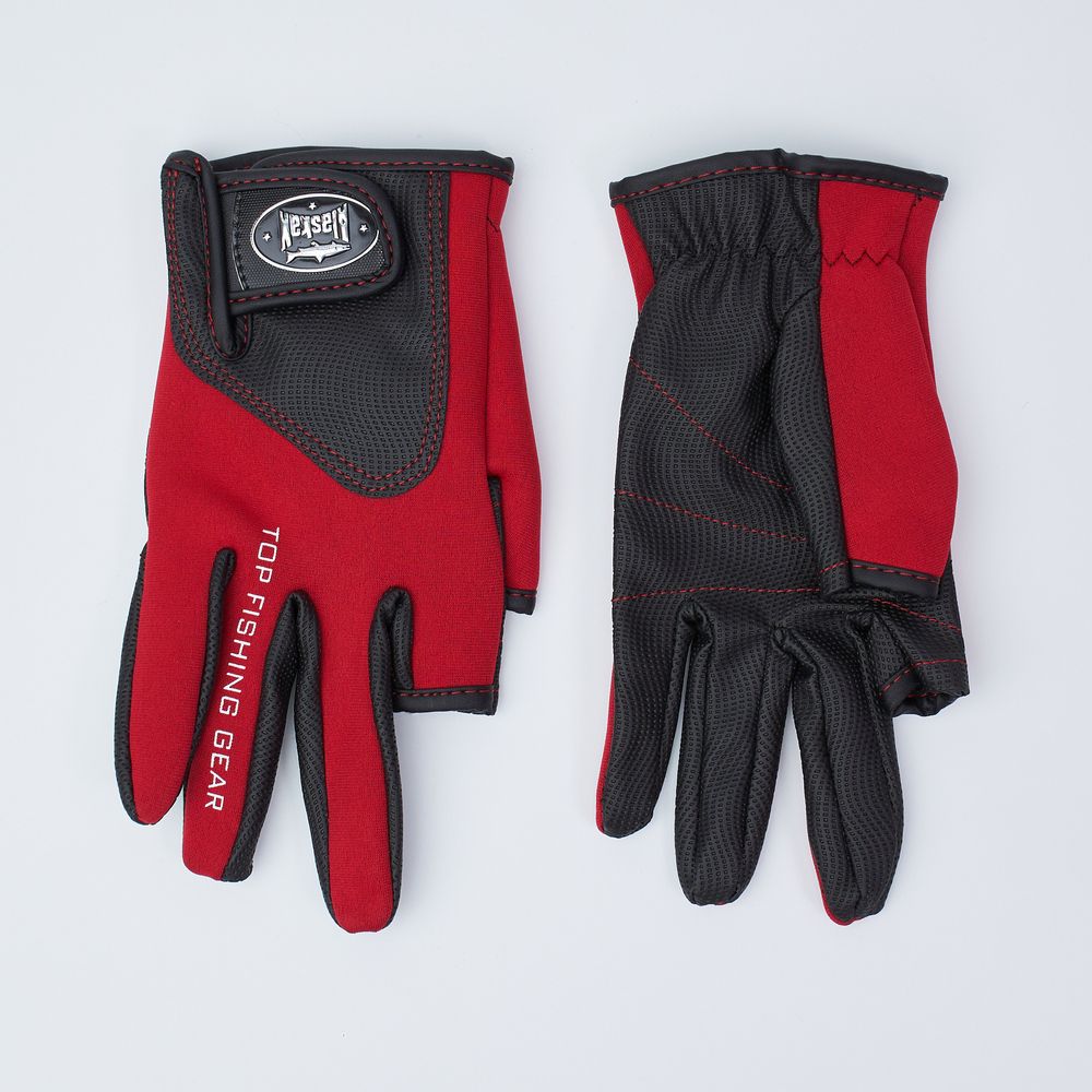 Перчатки спиннингиста Alaskan двухпалые Red/BL  M (AGWK-11M)