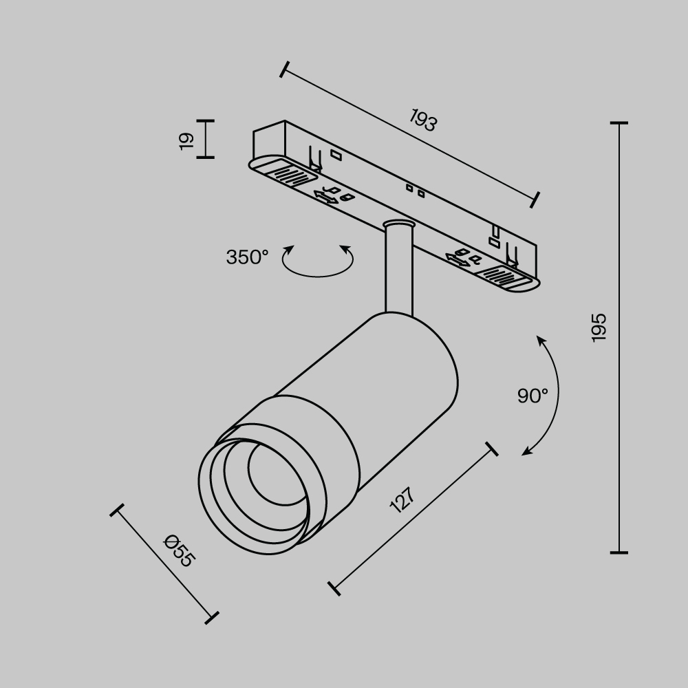 Трековый светильник Technical TR212-4-12WTW-Z-DSZ-B