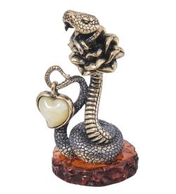 Народные промыслы AM-4018 Фигурка «Змея Корпоратив» (латунь, янтарь)