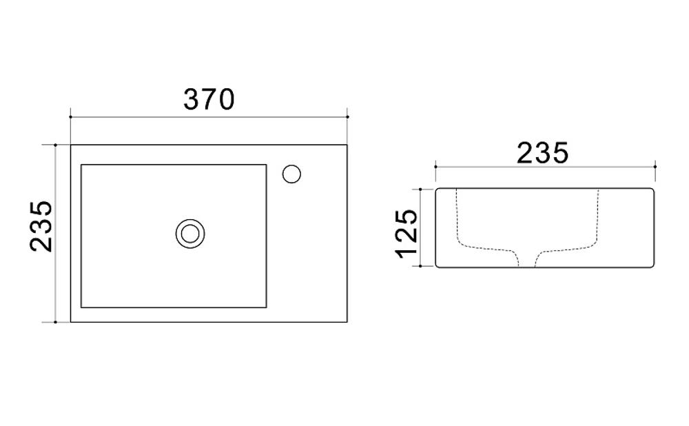 Раковина Azario 37х23,5х12,5 левая, белая (AZ4331-A)