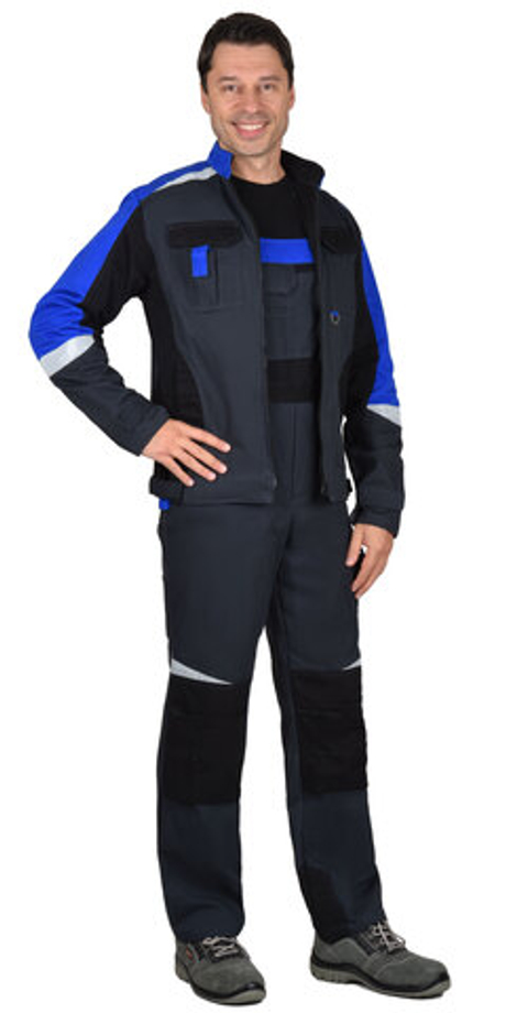 Костюм "Фаворит-Мега": куртка, п/к. серый с вас и чер. с СОП (узб, саржа) пл. 320 г/кв.м