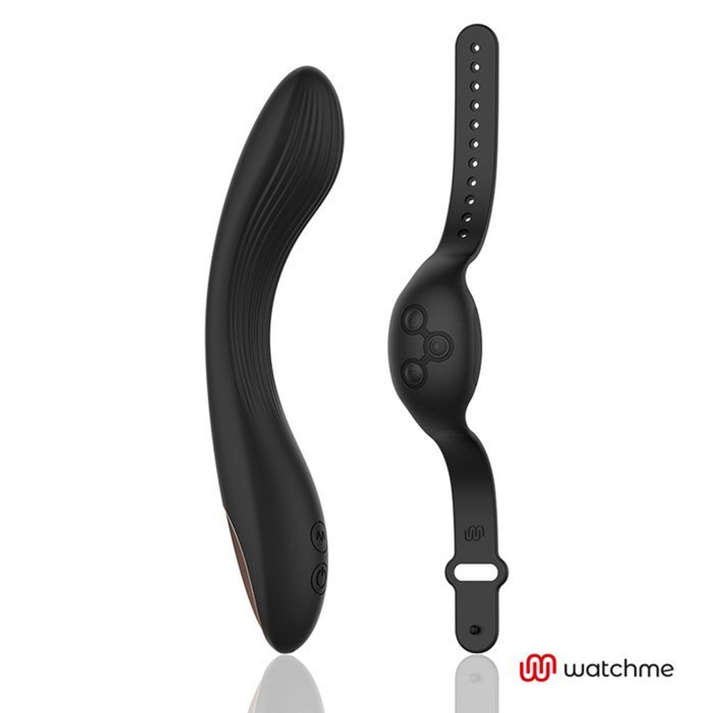 Черный вибратор с пультом-часами Anne s Desire Curve G-Spot Vibe Wireless Watchme - 20,5 см.