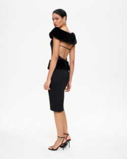 Топ из костюмной ткани с мехом