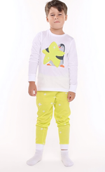 Пижама для мальчиков А.ПДЭМ-007, белый/желтый/пингвин, р. 104см 9758867