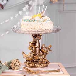 Фруктовница Мелодия любви Бронза со стеклянной чашей