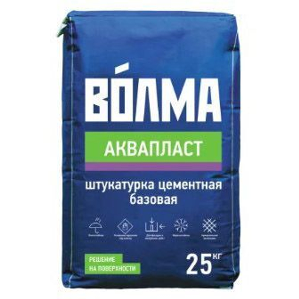 Штукатурка цементная Волма Аквапласт серый 25 кг
