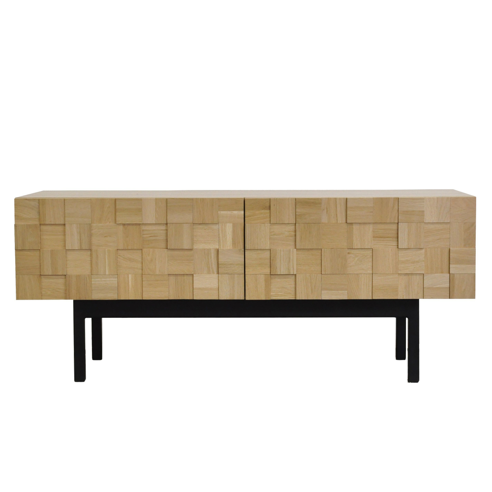 Тумба под телевизор 108х43х43, Лоред, дизайнерская для тв, фасады из дуба, на металлических ножках, в стиле лофт, массив дуба, Dipriz