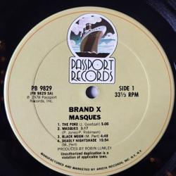 Винтажная виниловая пластинка LP Brand X Masques (USA 1978)