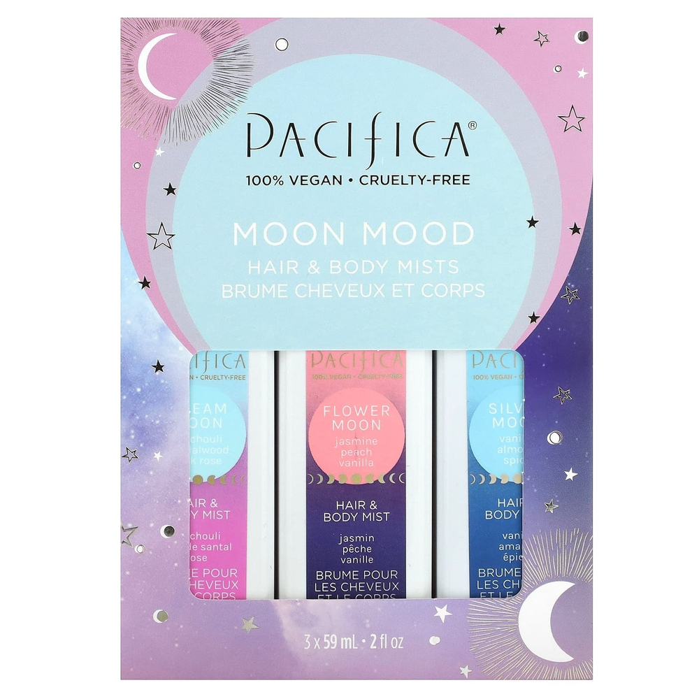 Pacifica, Спрей для волос и тела, Moon Mood, 3 пакетика по 59 мл (2 жидк. унц.)