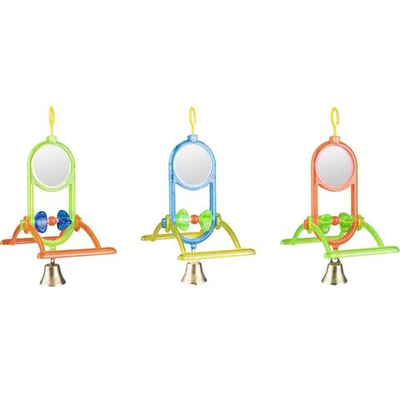 Игрушка для птиц, зеркало с жердочками и колокольчиком, Flamingo