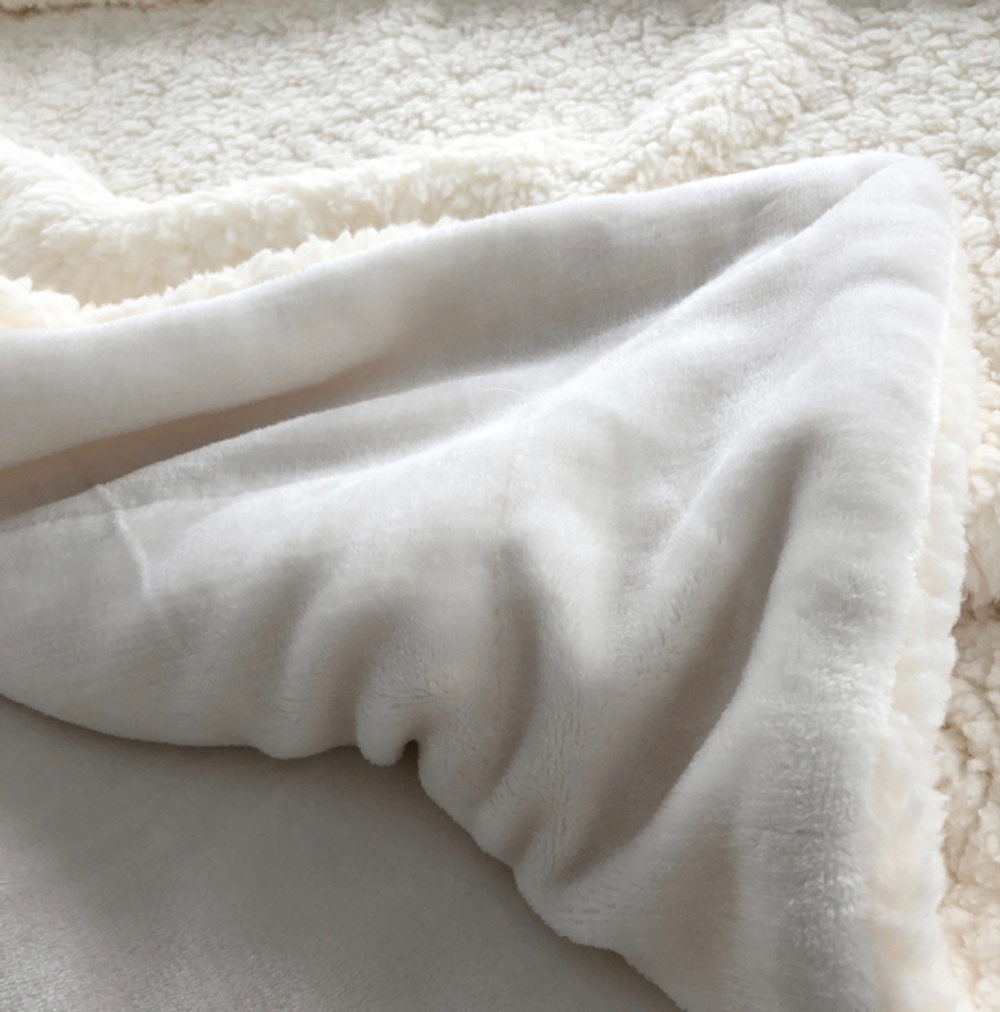 Плед 1.5 на полуторку Белый (айвори) Барашка Велюр-Плюш 140х200