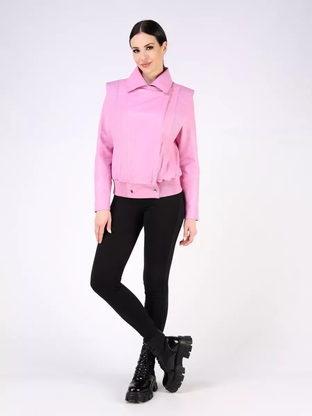 Кожаная куртка демисезонная косуха кимоно