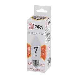 Лампа светодиодная ЭРА STD LED B35-7W-827-E27 7Вт свеча теплый белый свет Е27 | Лампы cветодиодные Свеча (B/C)