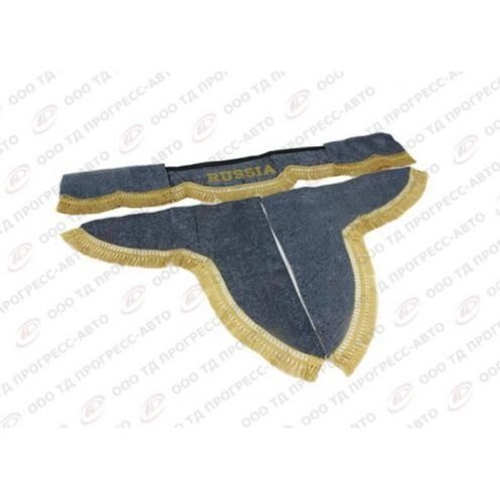 Шторка кабины /Г-3302, Г-4111 NEXT/ 1.8 м бархат серый с надписью  Russia  + боковые (Газелист52)