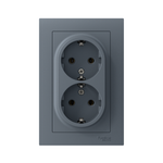 Розетка 2-м СП AtlasDesign 16А IP20 с заземл. в сборе грифель SE ATN000724