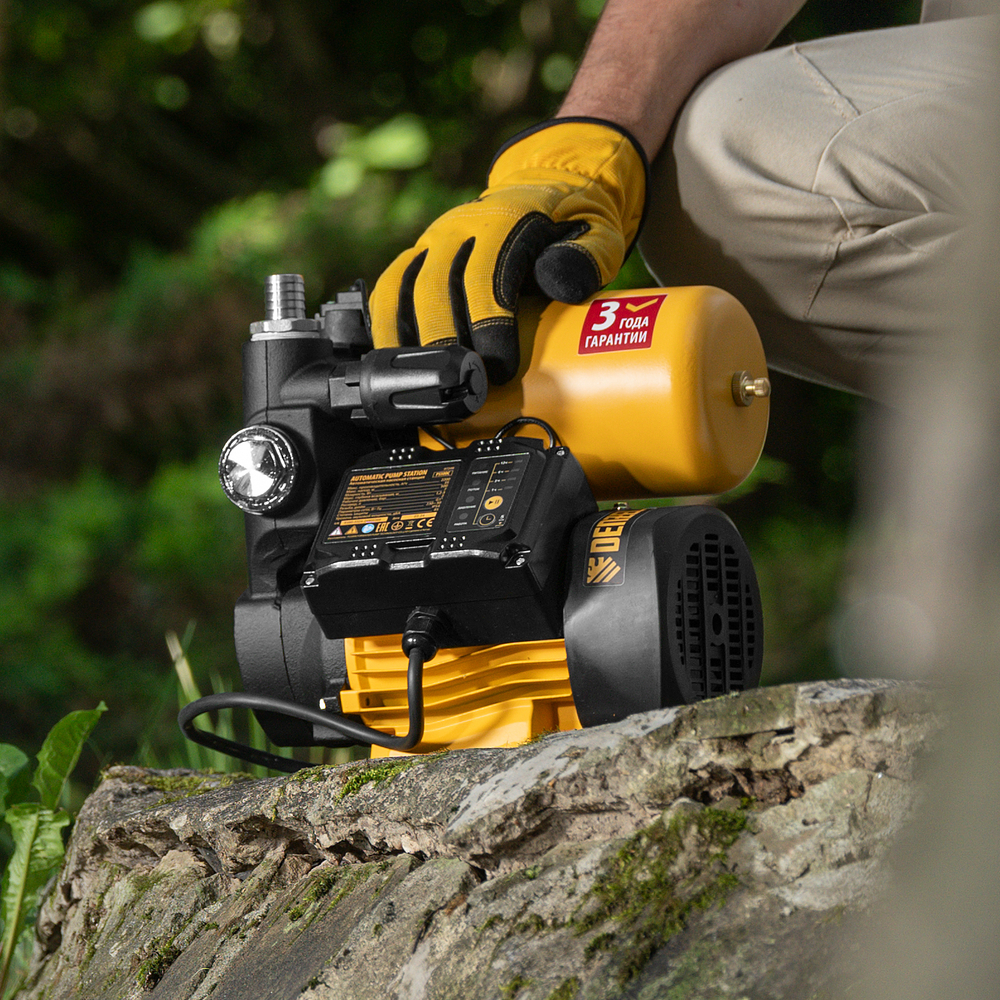 Насосная станция PS500C, 500 Вт, напор 35 м, 2200 л/ч, ресивер 2 л, блок управления Denzel