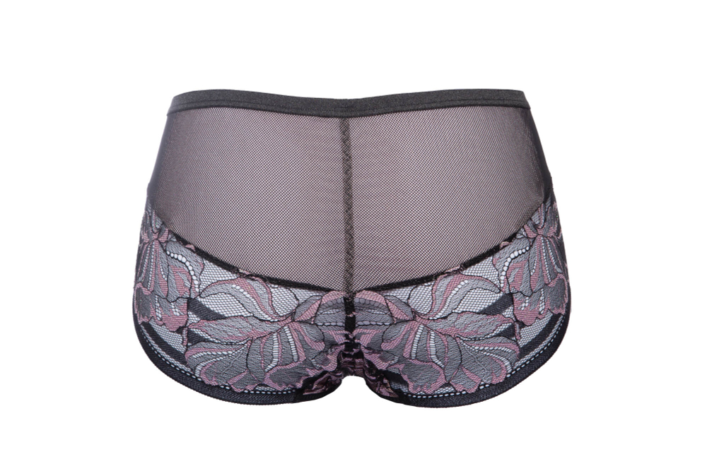 Высокие трусики Glossy Iris с эффектом мерцания (Размер: 46) (Цвет: черный с розовым)