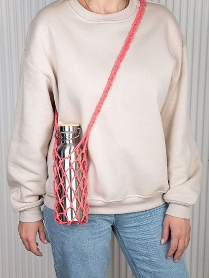 Авоська для бутылки, персиковая