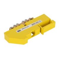 Шина нулевая 6 отверстий, изолятор на DIN-рейку желтый 6х9 мм