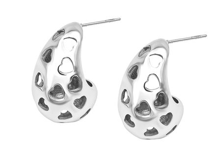 Серьги-гвоздики "Капли с Сердечками" 25мм
