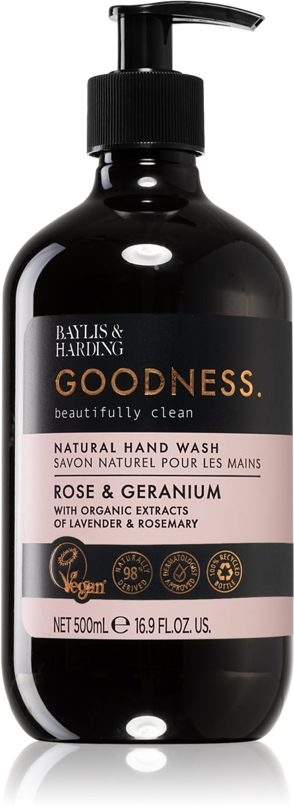 Baylis & Harding Goodness Rose & Geranium - натуральное жидкое мыло для рук /   500  ml  / GTIN 017854100183