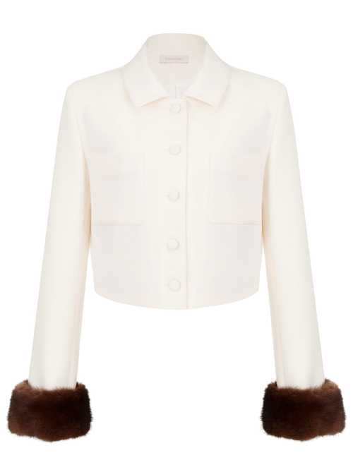 Жакет Love26 с норкой, молочный