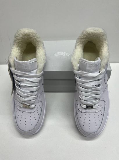 Кроссовки Nike Air Force 1 Low All White с мехом